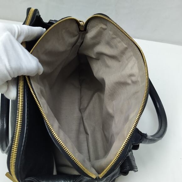 Marc Jacobs Black Leather Pocket Chain Strap Double Handle Satchel Shoulder Bag - Picture 15 of 16